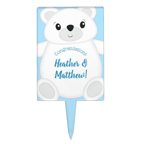 Blue Polar Bear Baby Shower Cake Topper