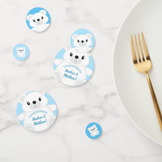 Blue Polar Bear Baby Shower Confetti (Group)