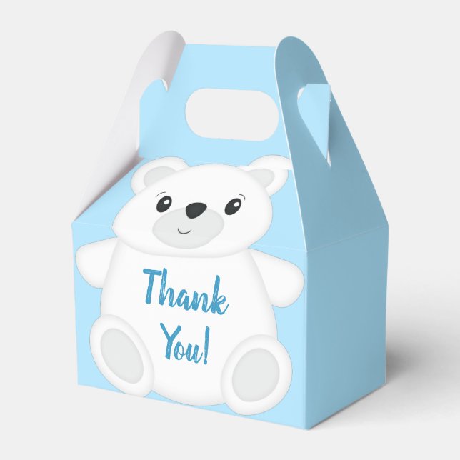 Blue Polar Bear Baby Shower Favor Boxes (Front Side)