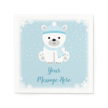 Blue Polar Bear Baby Shower Paper Napkins
