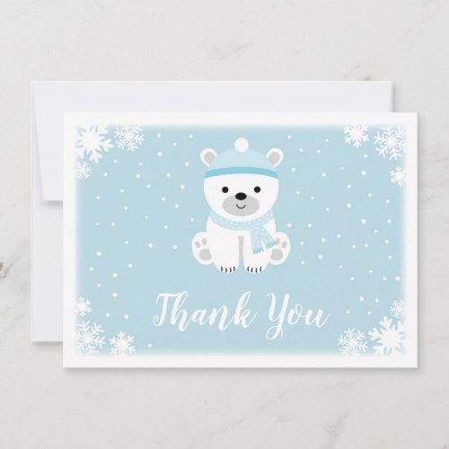 Blue Polar Bear Baby Shower Thank You