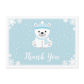 Blue Polar Bear Baby Shower Thank You Card