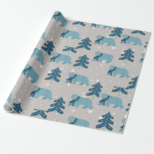 BLUE POLAR BEAR CHRISTMAS WRAPPING PAPER
