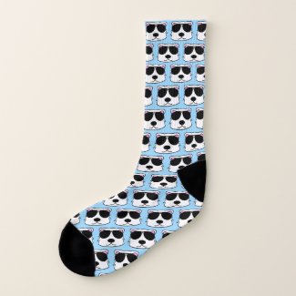 Blue Polar Bear Doodle Face Socks