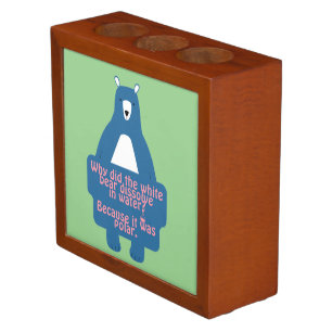 Blue Polar Bear Funny Chemistry Joke  Desk Organizer