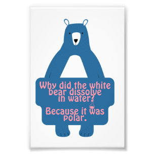 Blue Polar Bear Funny Chemistry Joke  Photo Print