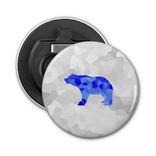 Blue Polar Bear Geometric Winter Snowy Blizzard Bottle Opener