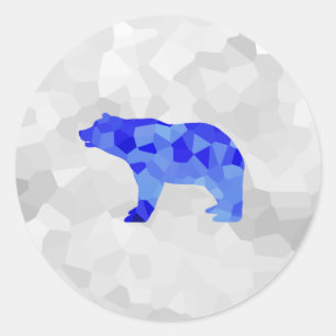 Blue Polar Bear Geometric Winter Snowy Blizzard Classic Round Sticker