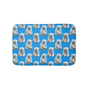 Blue Polar Bear Pattern Design Bath Mat