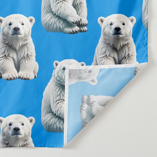 Blue Polar Bear Pattern Design  Fabric