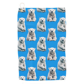 Blue Polar Bear Pattern Design  Golf Towel