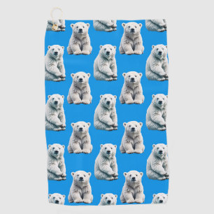 Blue Polar Bear Pattern Design  Golf Towel