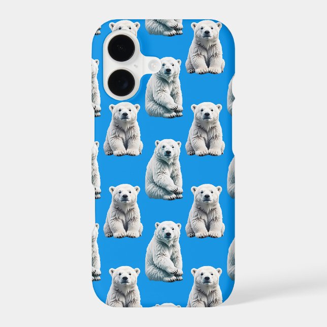 Blue Polar Bear Pattern Design  Iphone Case (Back)