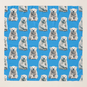 Blue Polar Bear Pattern Design  Scarf
