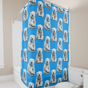 Blue Polar Bear Pattern Design Shower Curtain