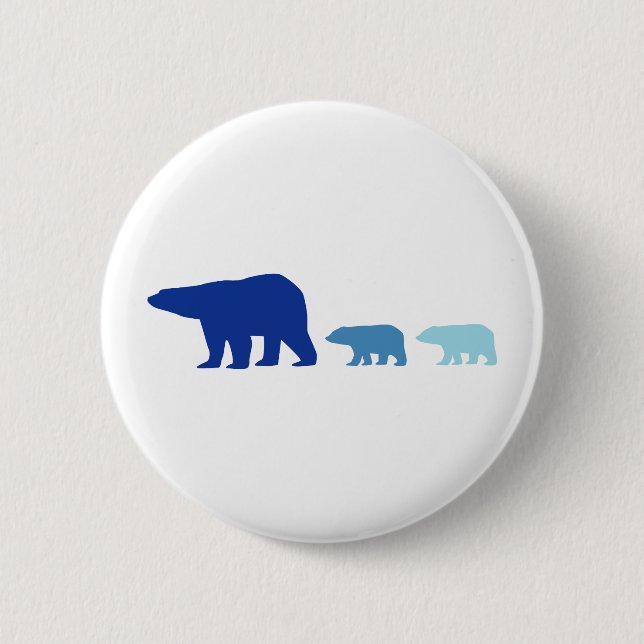 Blue Polar Bear Pinback Button (Front)