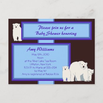 Blue Polar Bears Postcard Shower Invitation by Joyful_Expressions at Zazzle