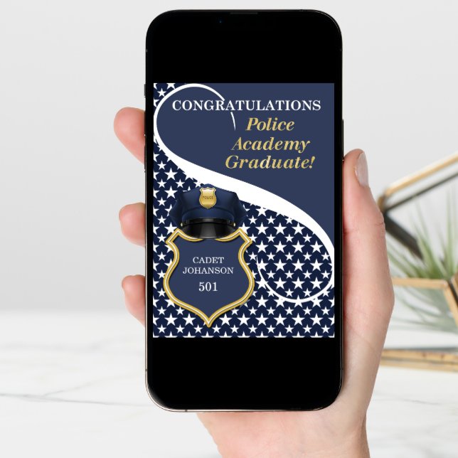 Blue Police Academy Graduate Congratulations Card (Front Digital)