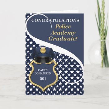 Blue Police Academy Graduate Congratulations Card by SalonOfArt at Zazzle
