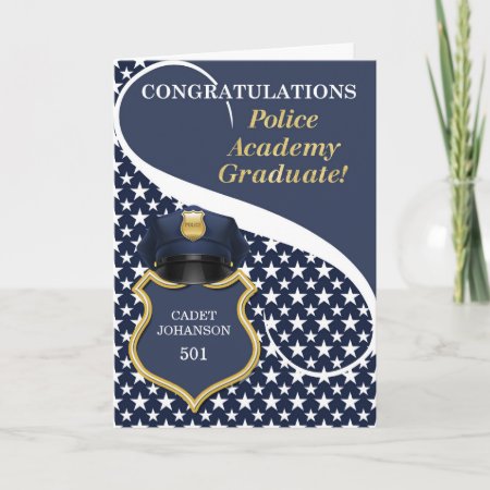 Blue Police Academy Graduate Congratulations Card