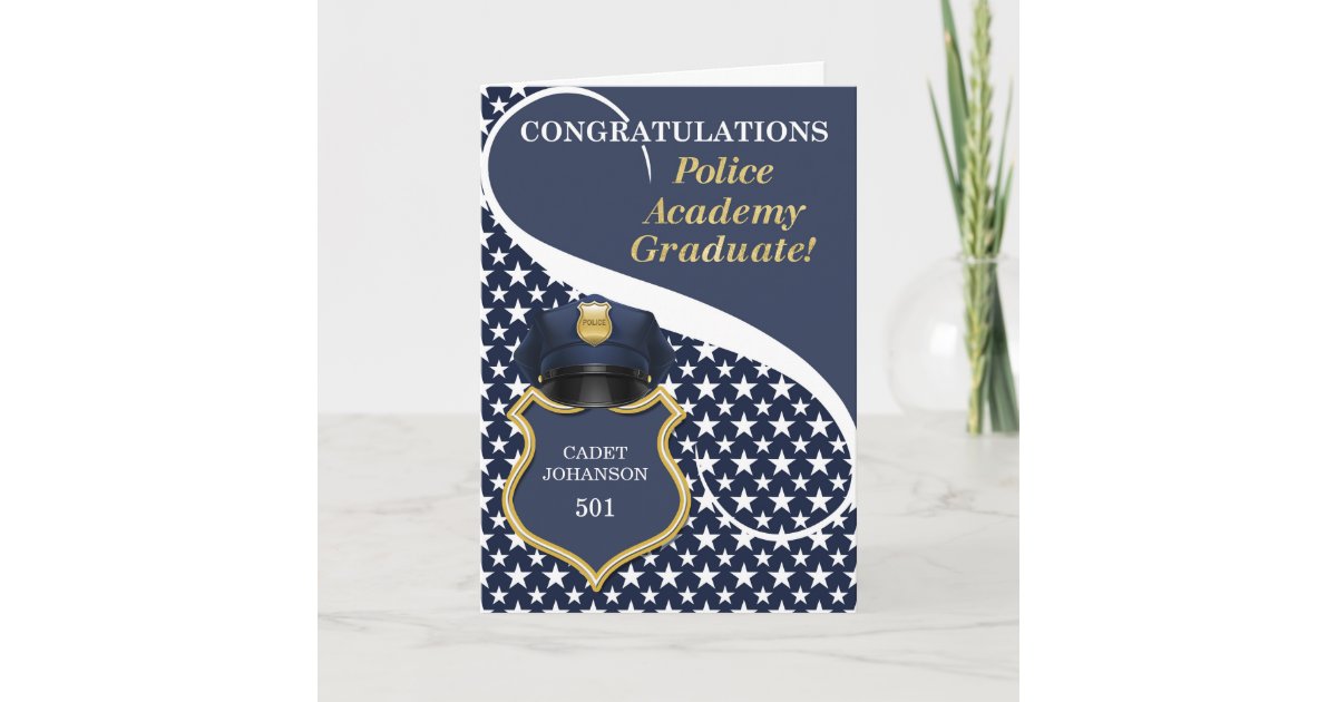 Blue Police Academy Graduate Congratulations Card | Zazzle