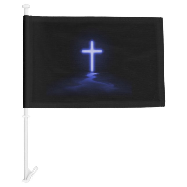 Blue Police Cross Funeral Car Flag (Front)