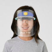 Blue Police Hat With Checkered Band Face Shield (Insitu)