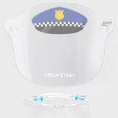 Blue Police Hat With Checkered Band Face Shield (Front w/Glasses)