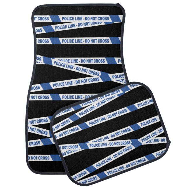 Blue Police Line Crime Scene Do Not Cross Tape Car Floor Mat (Set)