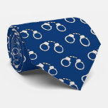 Blue Police Officer Handcuff Patterned Neck Tie