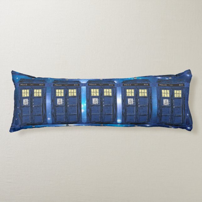 Blue Police Public Call Box - UK Time Travel 1 Body Pillow (Front)