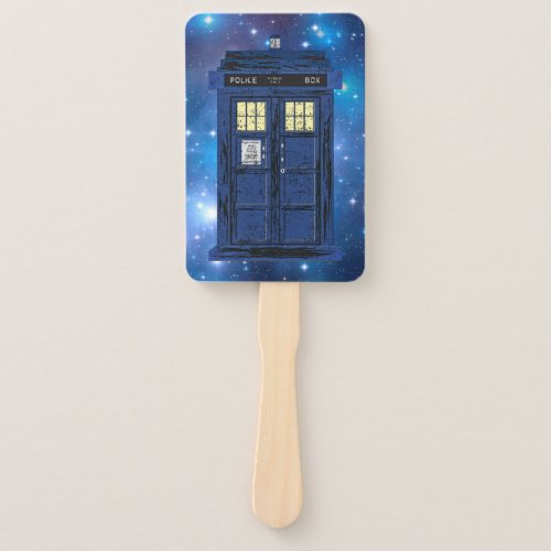 Blue Police Public Call Box _ UK Time Travel 1 Hand Fan