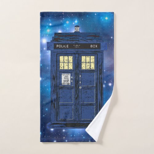Blue Police Public Call Box _ UK Time Travel 1 Hand Towel
