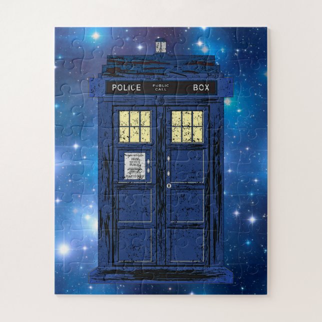 Blue Police Public Call Box - UK Time Travel 1 Jigsaw Puzzle (Vertical)