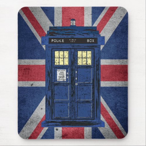 Blue Police Public Call Box _ UK Time Travel 1 Mouse Pad