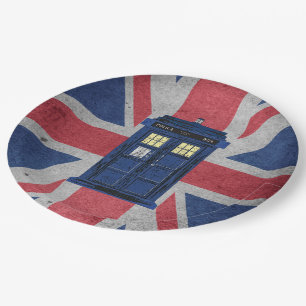 Blue Police Public Call Box - UK Time Travel 1 Paper Plates