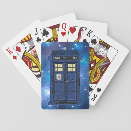 Blue Police Public Call Box _ UK Time Travel 1 Poker Cards