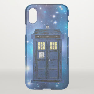 Blue Police Public Call Box - UK Time Travel 1 iPhone X Case