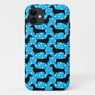 Blue Polka Dachshunds iPhone 11 Case