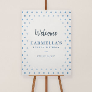Blue Polka Dot 18x24 Birthday Party Welcome Sign