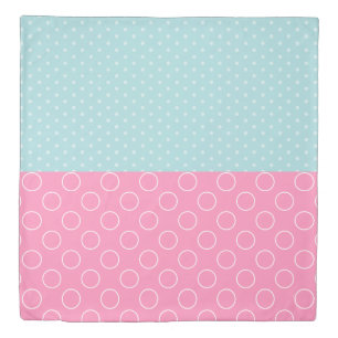 Blue Polka Dot and Pink Circles Duvet Cover