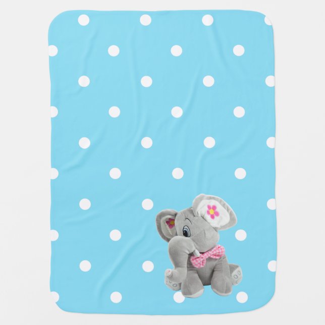 Blue Polka Dot   Baby Blanket (Front)