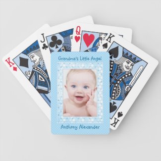 Blue Polka Dot Baby Boy Photo Template Card Deck