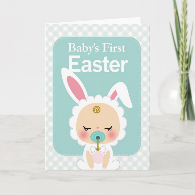 Blue Polka Dot Baby Card (Front)