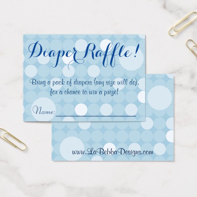 Blue Polka Dot Baby Shower Diaper Raffle Tickets