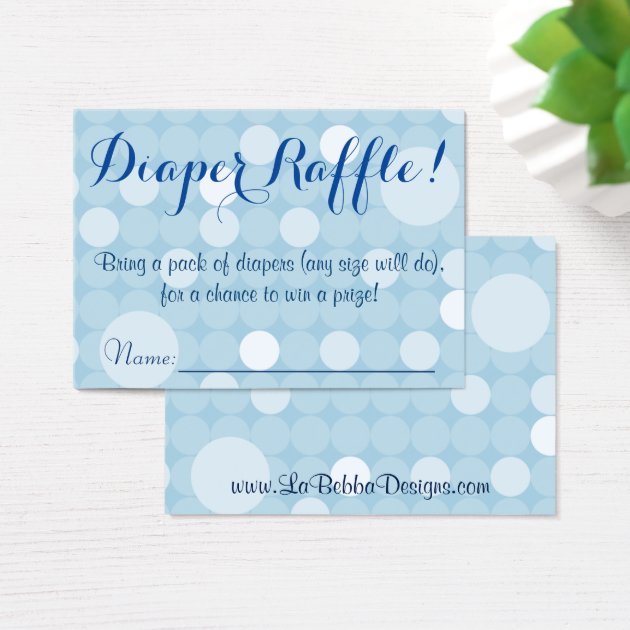Blue Polka Dot Baby Shower Diaper Raffle Tickets