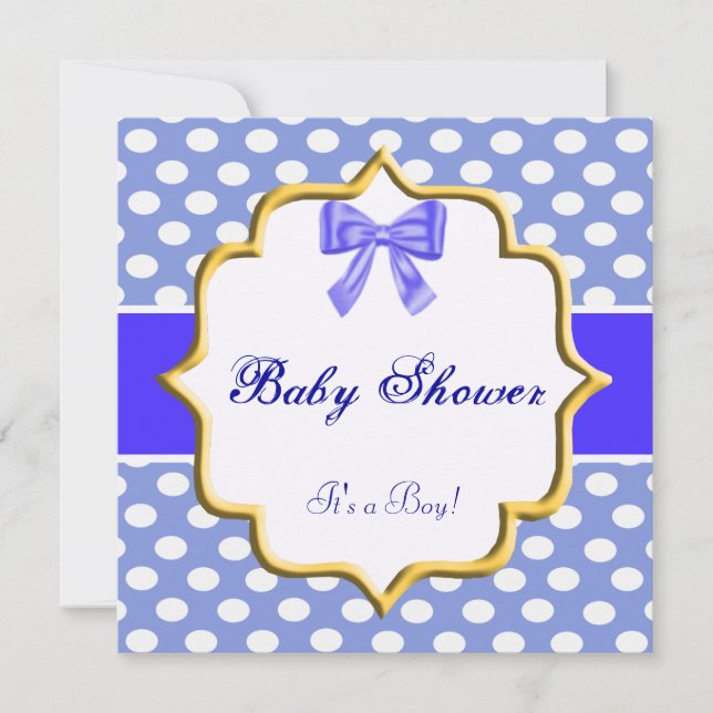 Blue Polka Dot Baby Shower Invitation (Front)