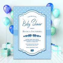 Blue Polka Dot Baby Shower Invitation