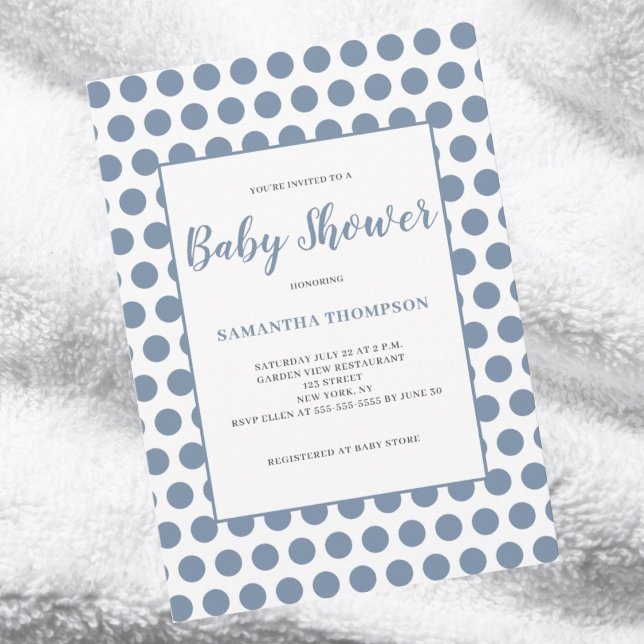 Blue Polka Dot Baby Shower Invitation (Creator Uploaded)
