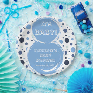Blue polka dot baby shower Paper plates